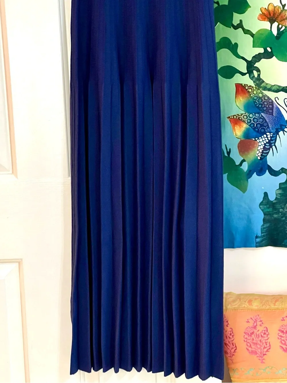NWT Staud Ellison Pleated Dress Navy - Picture 13 of 16